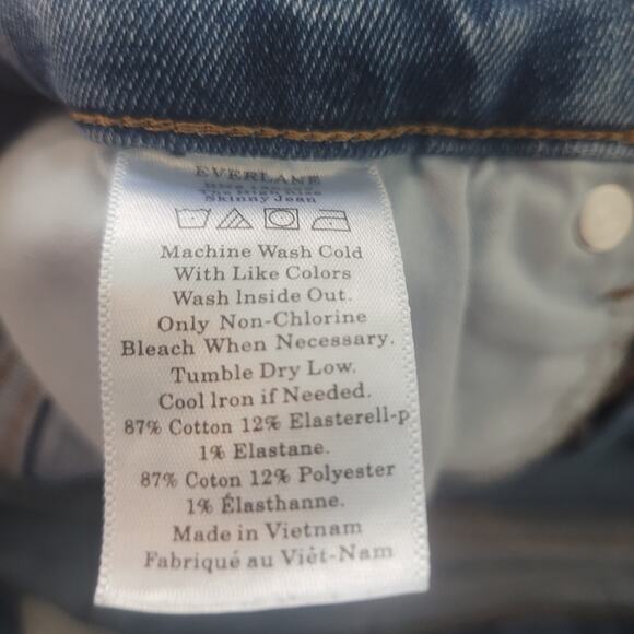 Everlane Size 30 The High Rise Skinny Light Wash Jeans Denim Sustainable Casual - Picture 8 of 8